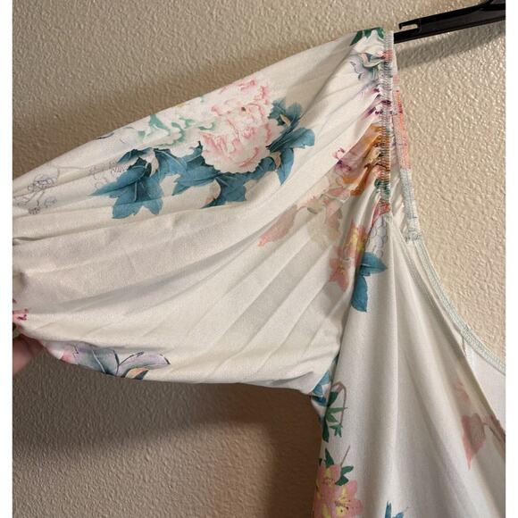 NEW Asos Curve Maxi Wrap Dress Puff Sleeve Floral Print Pleated Size 12 - Picture 7 of 11